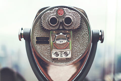 selective focus photography of coin-slot binocular, looking HD wallpaper