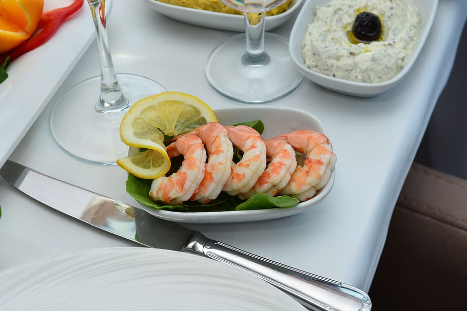 cooked shrimps, appetizer, hotel, food and drink, healthy eating HD wallpaper