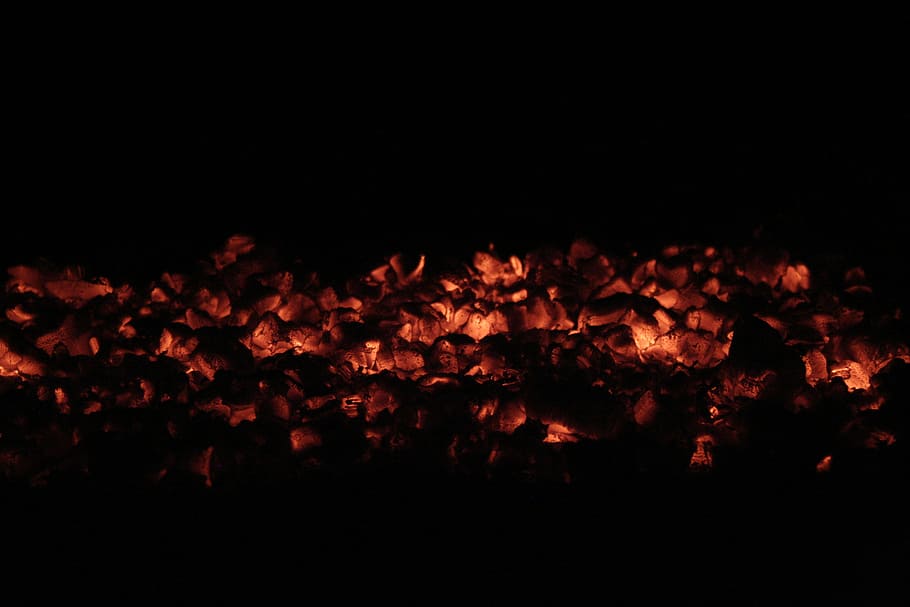 embers, fire, campfire, night, fire - natural phenomenon, burning, HD wallpaper