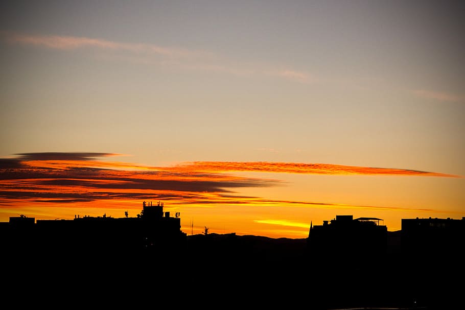 sunset, clouds, dusk, warm, horizon, twilight, silhouette, sky HD wallpaper