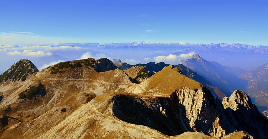 mountains, clouds, sky, landscape, tops, italy, carega, nature HD wallpaper