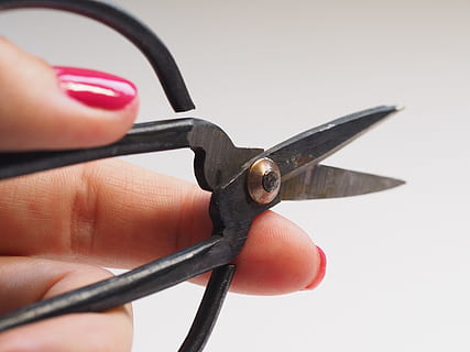 person holding black metal scissors, sharp, hand, equipment HD wallpaper