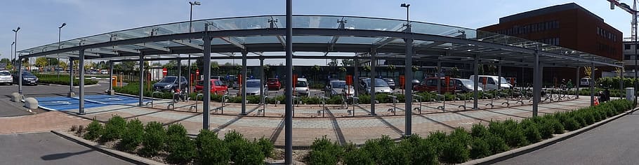 panoramic view, architecture, glass, panorama, modern, steel HD wallpaper