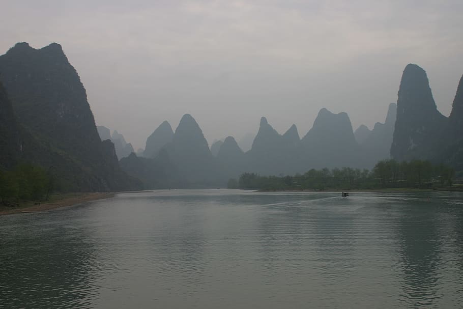 China, Guilin, Landscape, Li River, river landscape, yangshuo, HD wallpaper