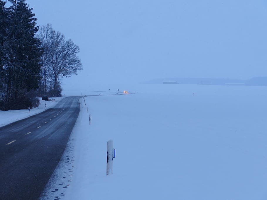 Winter, Snow, Snowy, Wintry, Road, winter mood, cold temperature HD wallpaper