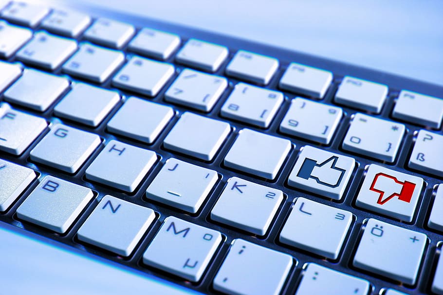 white, keyboard, buttons, computer, facebook, blue, no, like HD wallpaper