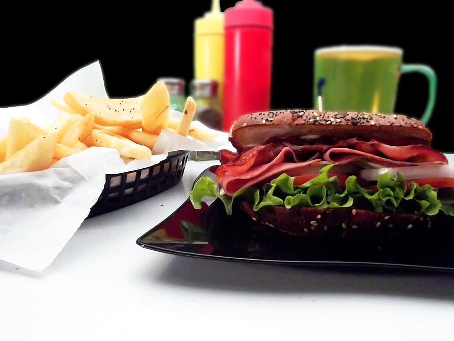 Sandwich, French Fries, Snack, Delicious, fastfood, prepared potato, HD wallpaper