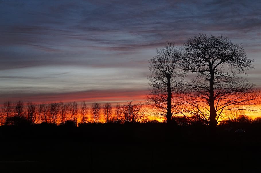 Sunset, Night, Twilight, Evening, Nature, landscape, france HD wallpaper