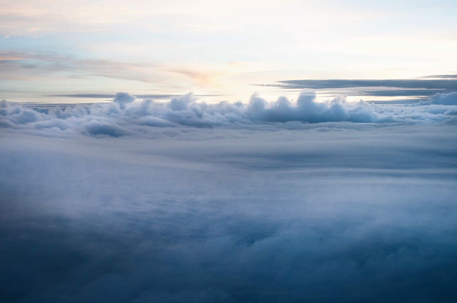 cloudy sky, aerial photography of clouds during daytime, light HD wallpaper