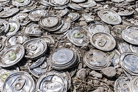 grey flat soda cans with rocks during daytime, objects, lazy HD wallpaper