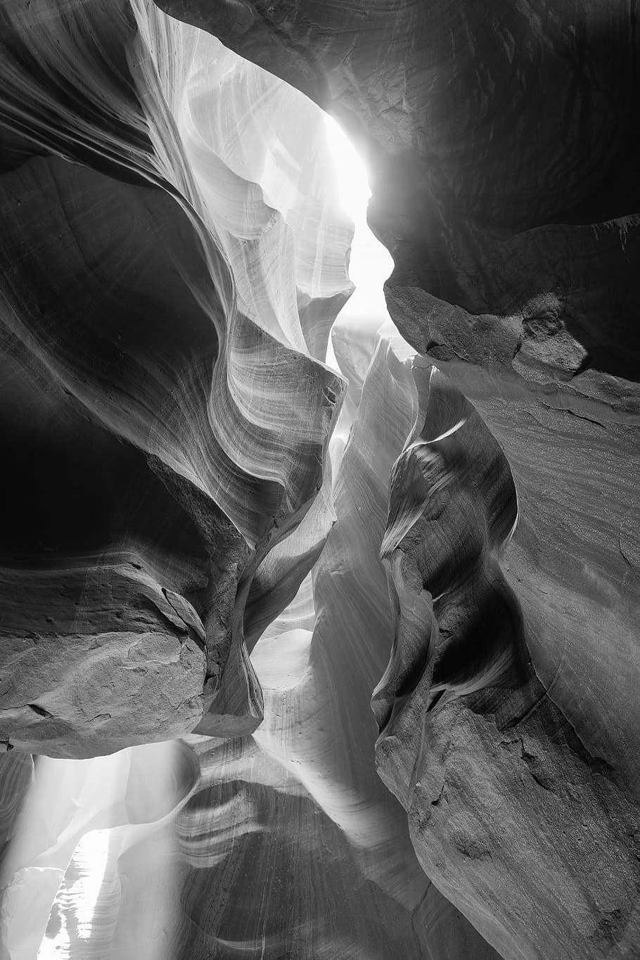 grayscale photo of a cave, Antelope Valley, Beam, Black And White