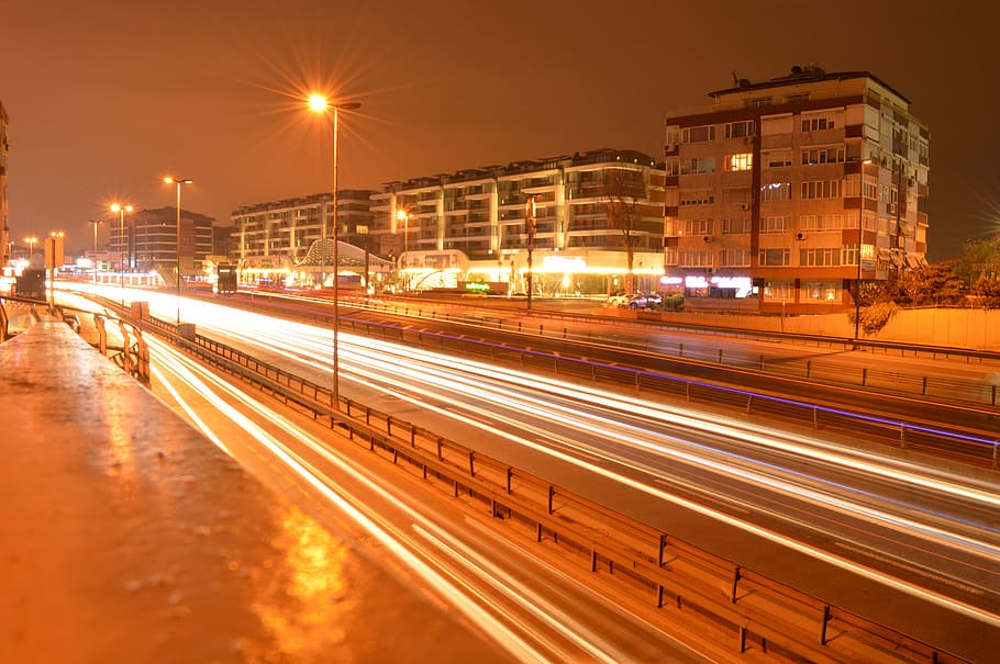 road, lights, long exposure, e5, illuminated, architecture HD wallpaper