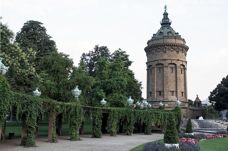 mannheim, water tower, architecture, germany, places of interest HD wallpaper