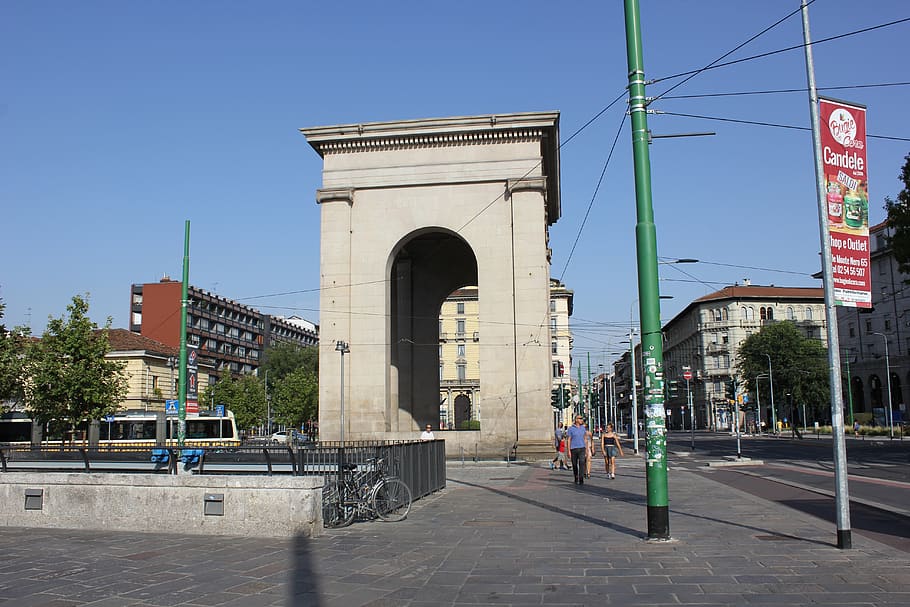 arc, milan, monument, architecture, built structure, sky, building exterior HD wallpaper