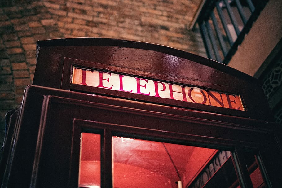 photo of telephone booth, british, vintage, oldschool, red, phonebooth, HD wallpaper