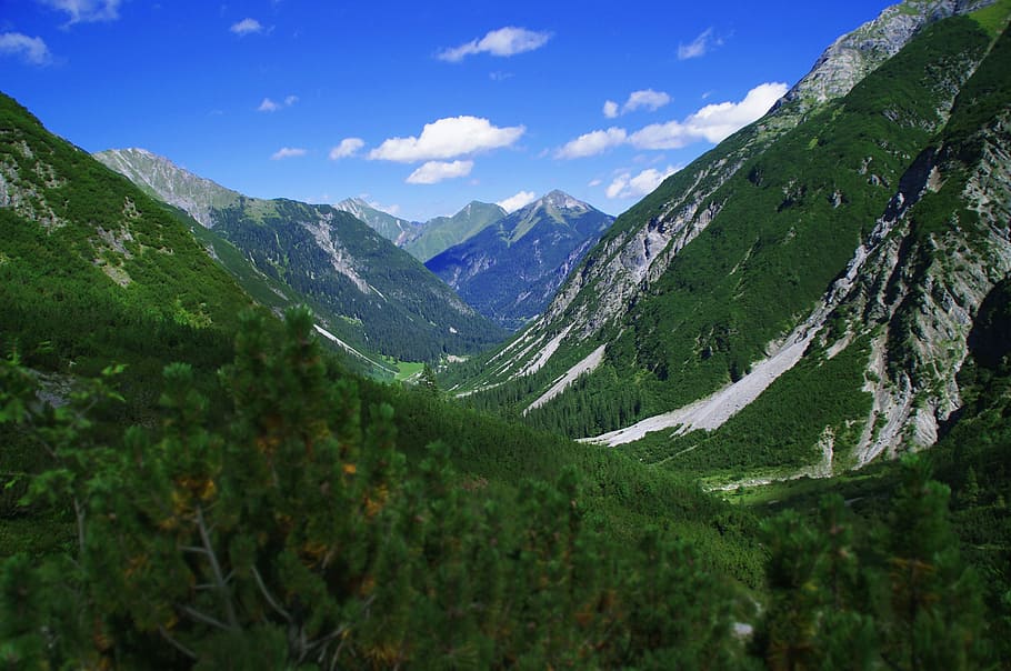 alps, valley, landscape, austria, nature, mountain, outdoor HD wallpaper