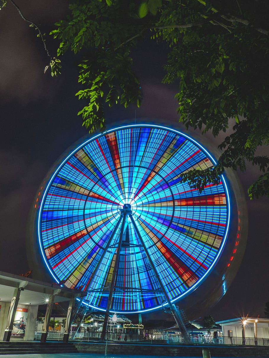multicolored Ferris wheel during night time, timelapse photography of London Eye