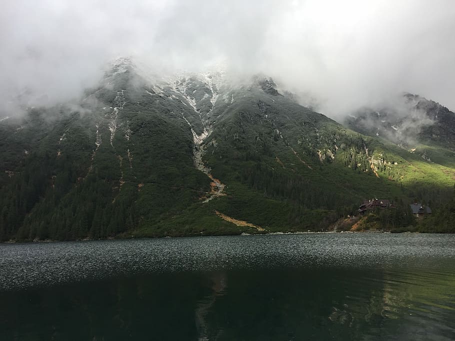 Buried, Morskie Oko, Mountains, Lake, landscape, reflection, HD wallpaper