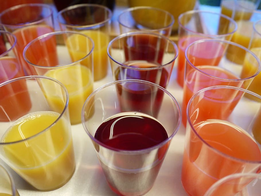 variety of drinks on white surface, beverages, juice, freshness HD wallpaper