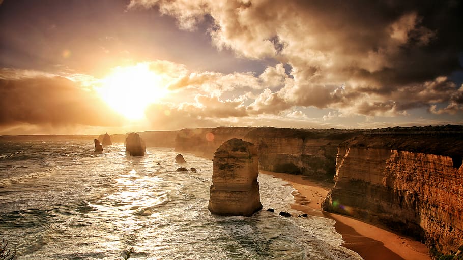 The 12 Apostles, 12 Apostle, rock, sea, ocean, mountain, cliff HD wallpaper