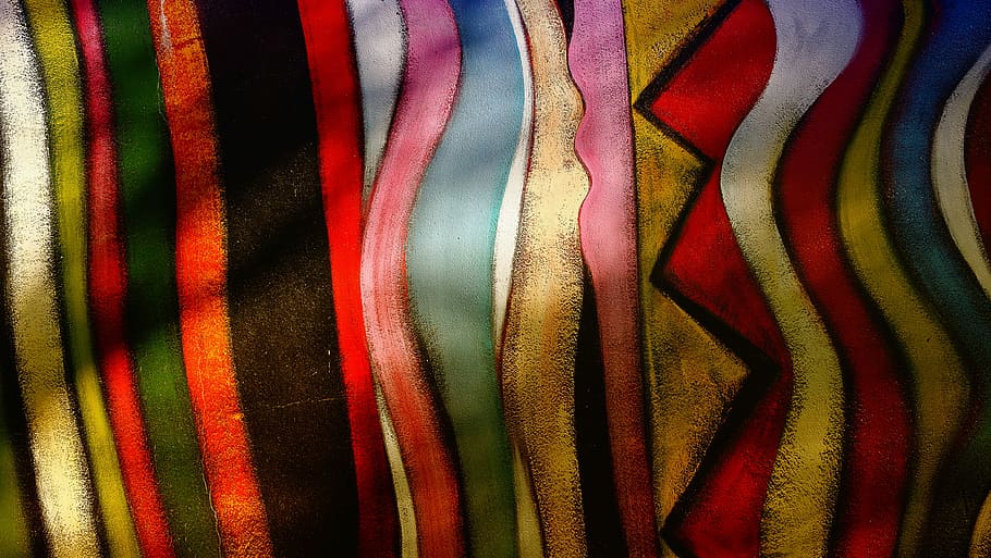 blue, red, and white abstract painting, multi-colored textile HD wallpaper