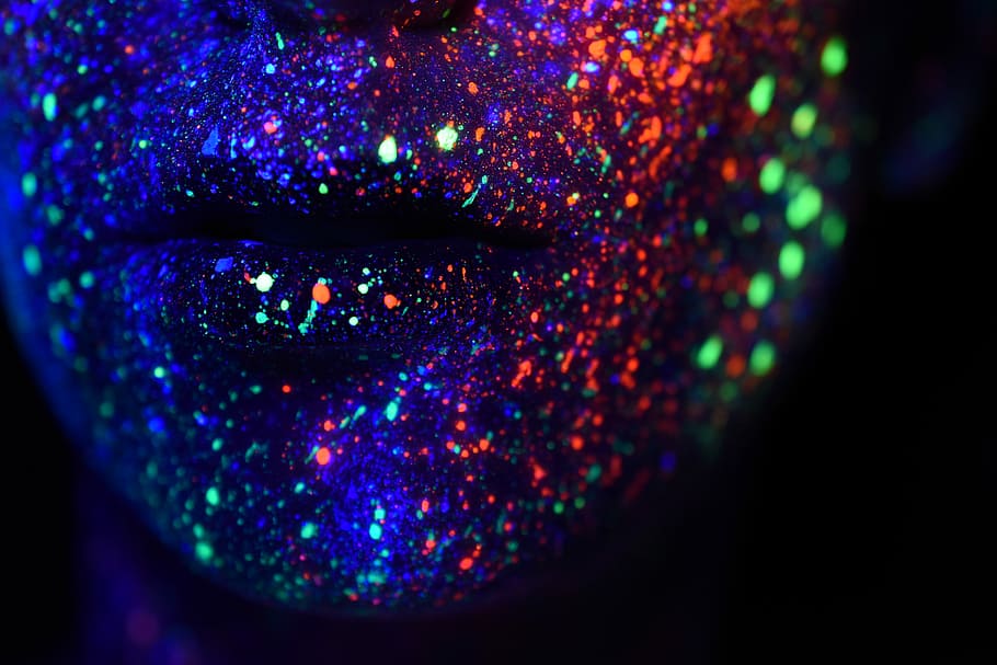 HD wallpaper: human face with glitter, untitled, lip, uv paint, blacklight  | Wallpaper Flare