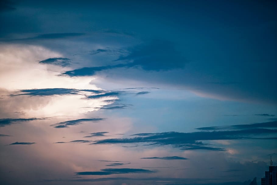 blue sky, cloud, nature, minimal, atmosphere, abstract, shape HD wallpaper