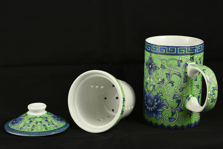 tea set, mug, oriental, cup, tea cup, white, green, porcelain HD wallpaper