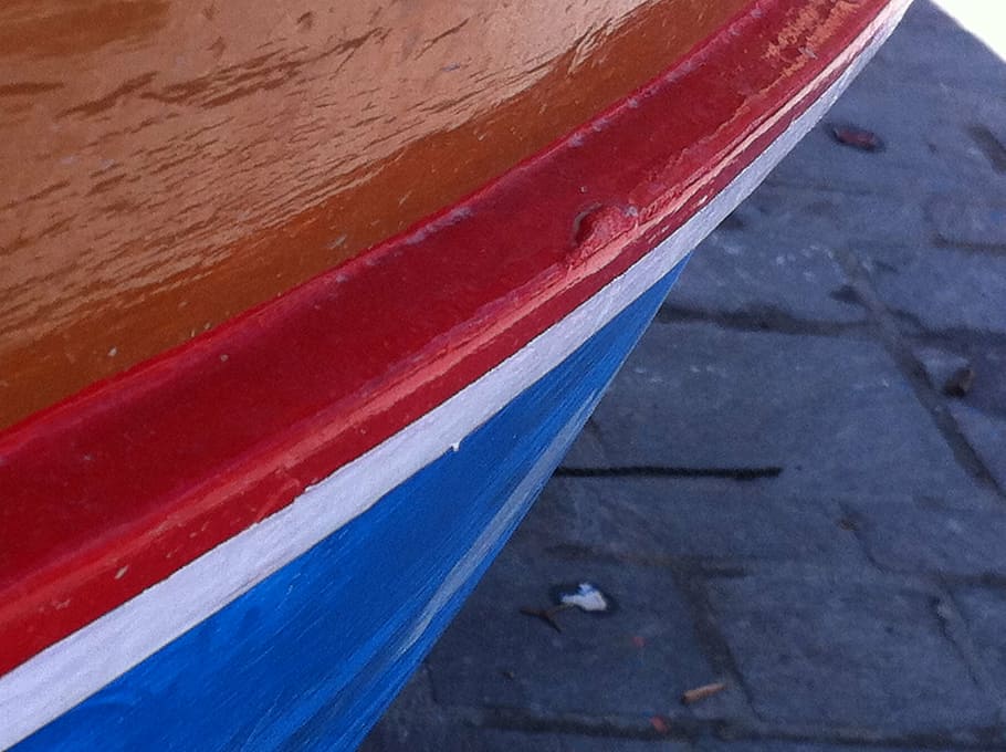 colors, boat, background, red, no people, close-up, day, blue HD wallpaper