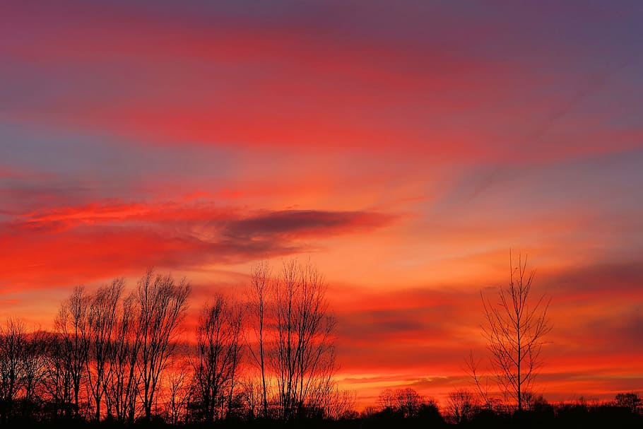 sunset, background, colorful, sky, landscape, clouds, evening HD wallpaper