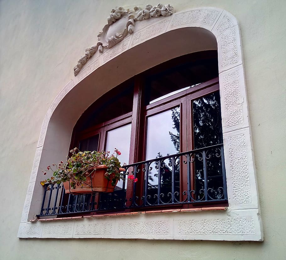 window, flowerpot, facade, old, house, flirtatious, architecture HD wallpaper
