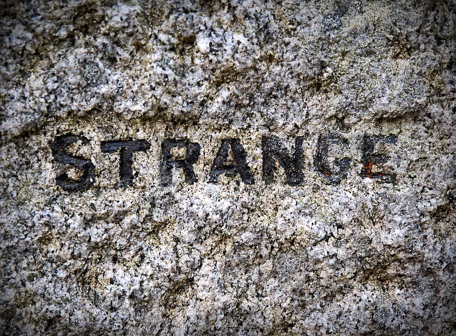 strange, stone, name, gravestone, inscription, memorial, letters