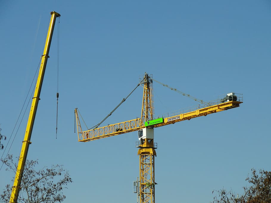 crane, assembly, liebherr, tower, construction, site, structure HD wallpaper
