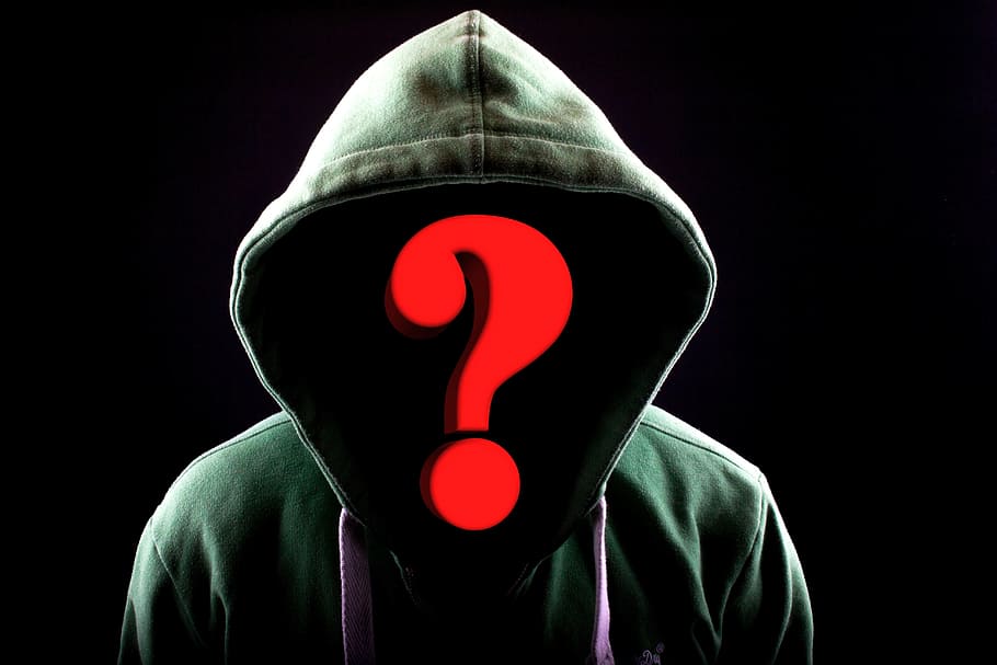 person wearing green pullover hoodie, question mark, hacker, attack, HD wallpaper