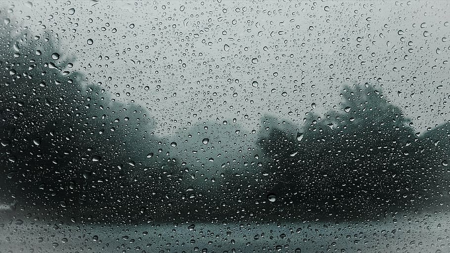 windshield with raindrops, raining, wet, water, weather, nature HD wallpaper
