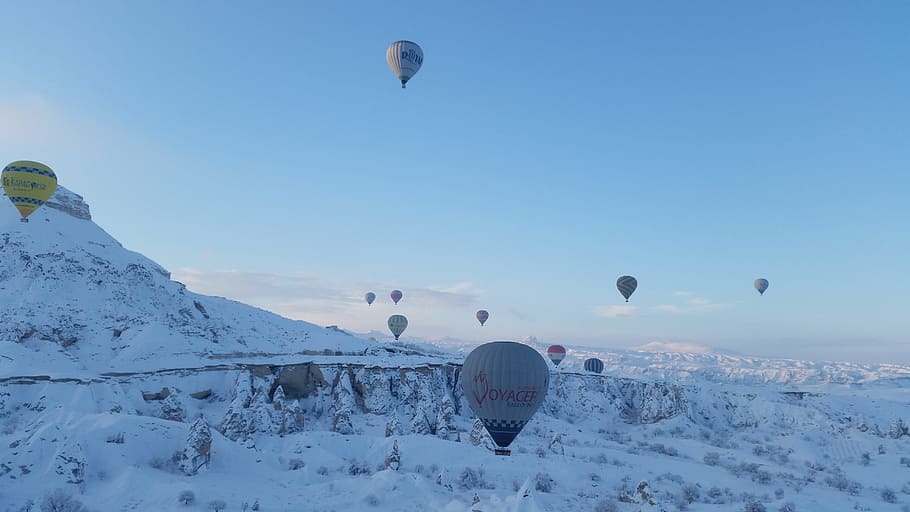 Turkey, Cappadocia, hotair balloon flight, winter, hot Air Balloon, HD wallpaper