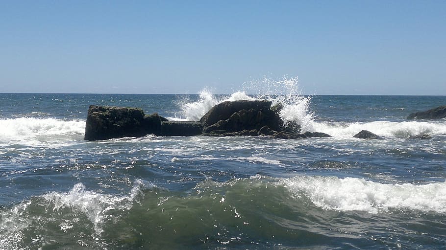Waves, Sea, Beach, Beach, Sand, Ocean, costa, rocks, landscape HD wallpaper
