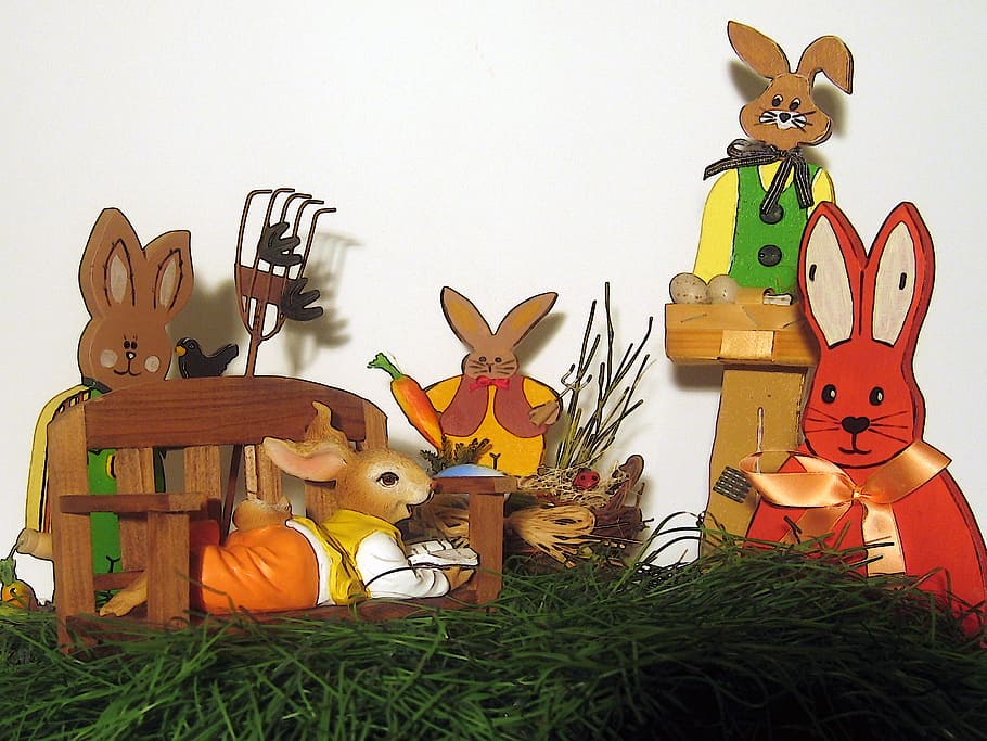 easter egg, easter bunny, rabbit, hare, young, grass, nagezahn HD wallpaper