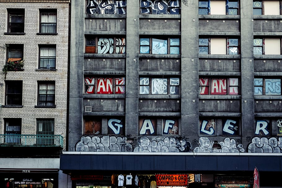 black concrete building, photography, facade, design, window HD wallpaper