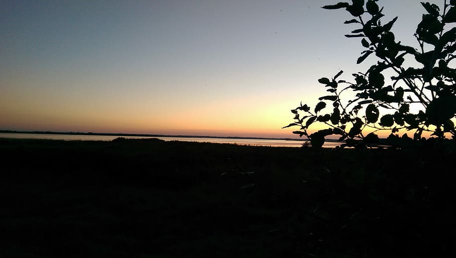 Sun, Evening, Sol, sunset, scenics, silhouette, sea, nature HD wallpaper