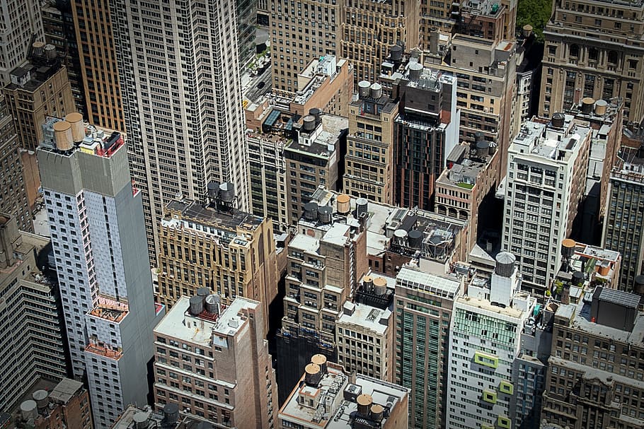 aerial view of city buildings, aerial view photography of buildings HD wallpaper
