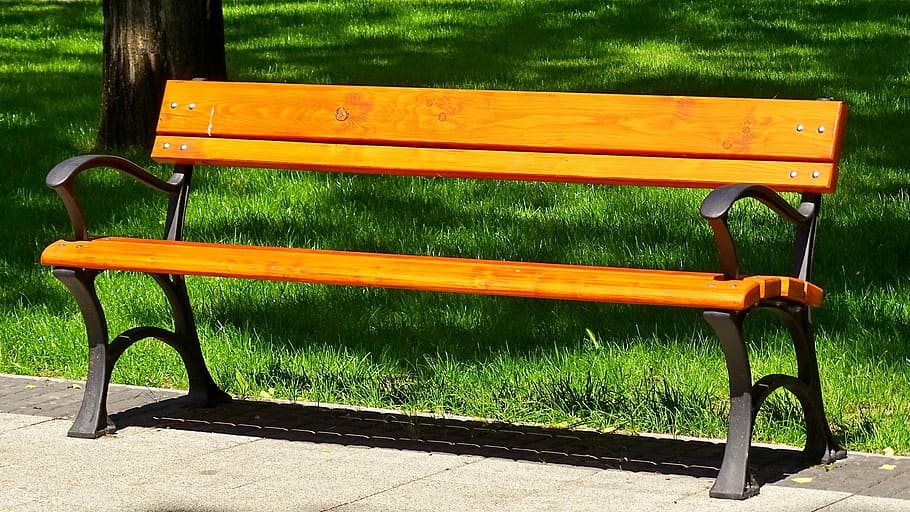 Wooden Bench, Bank, Rest, park bench, tranquility base, absence