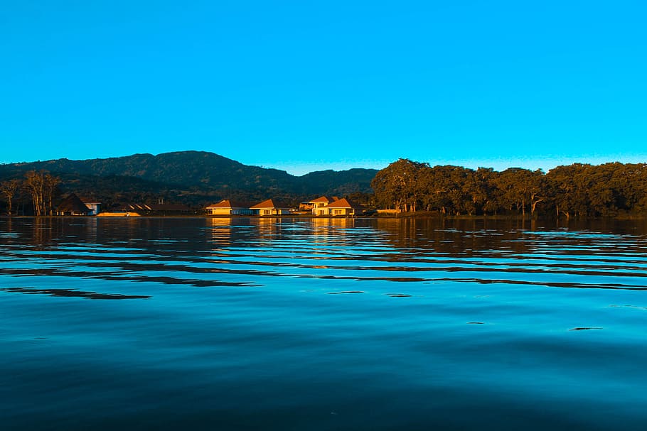 laguna, willow, peru, tarapoto, water, sky, blue, clear sky, HD wallpaper