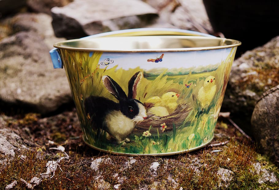 osterkorb, easter körbchen, easter decoration, easter bunny HD wallpaper
