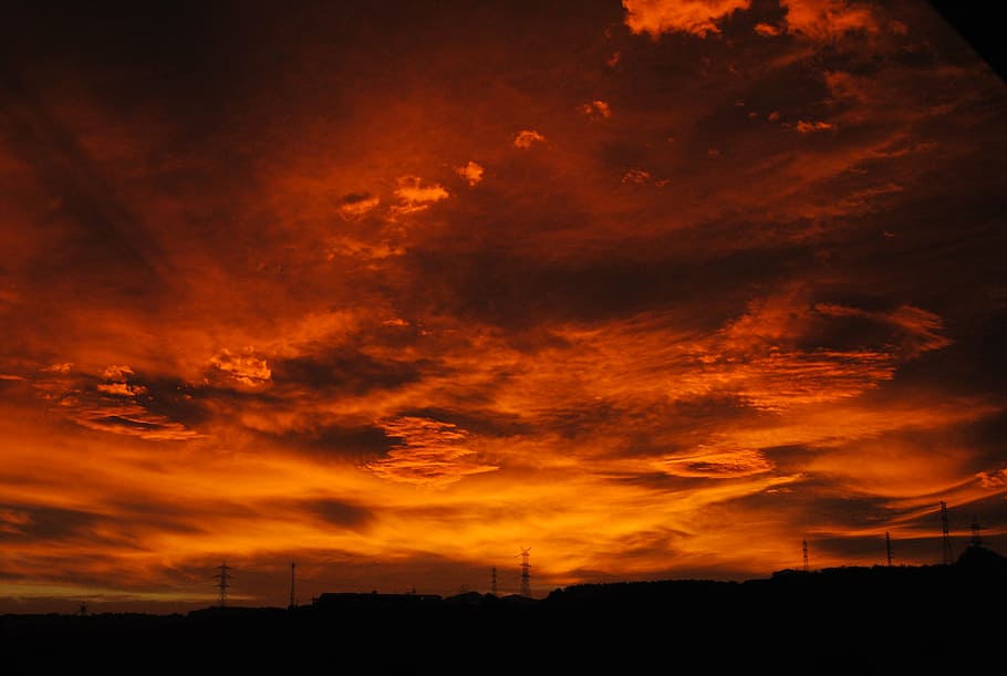 red and orange clouds during nighttime, sunset, sky, heaven HD wallpaper
