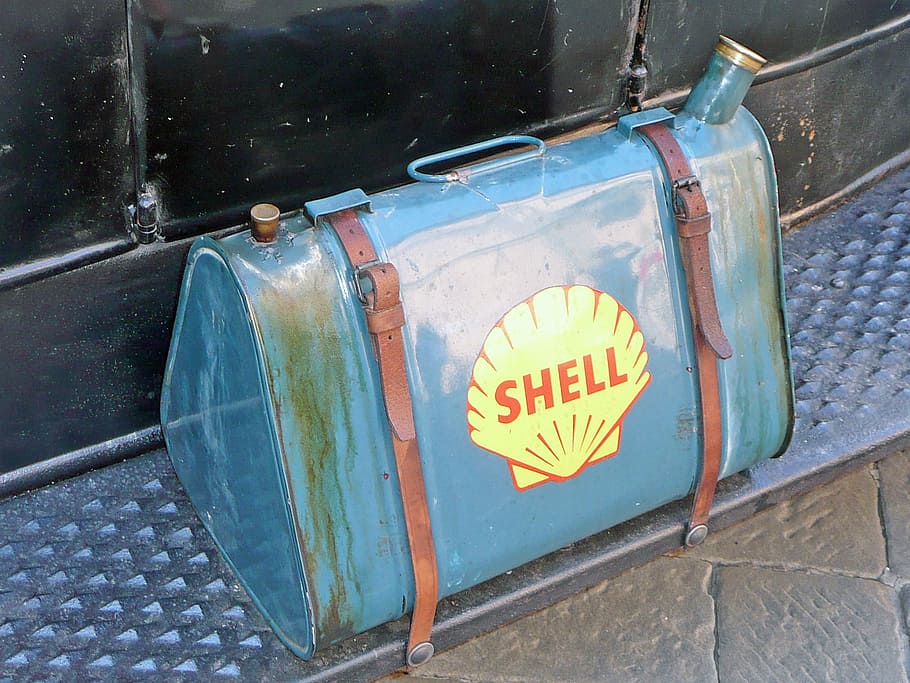 oldtimer, canister, gasoline canister, shell, text, communication HD wallpaper