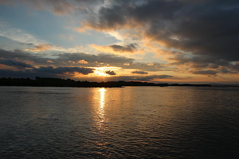 west, sun, priroda, clouds, water, sunset, sky, scenics - nature HD wallpaper