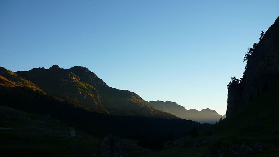 pyrénées, france, sun rise, mountain, sky, scenics - nature