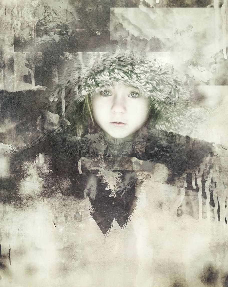 composite, digital, art, portrait, looking at camera, one person HD wallpaper