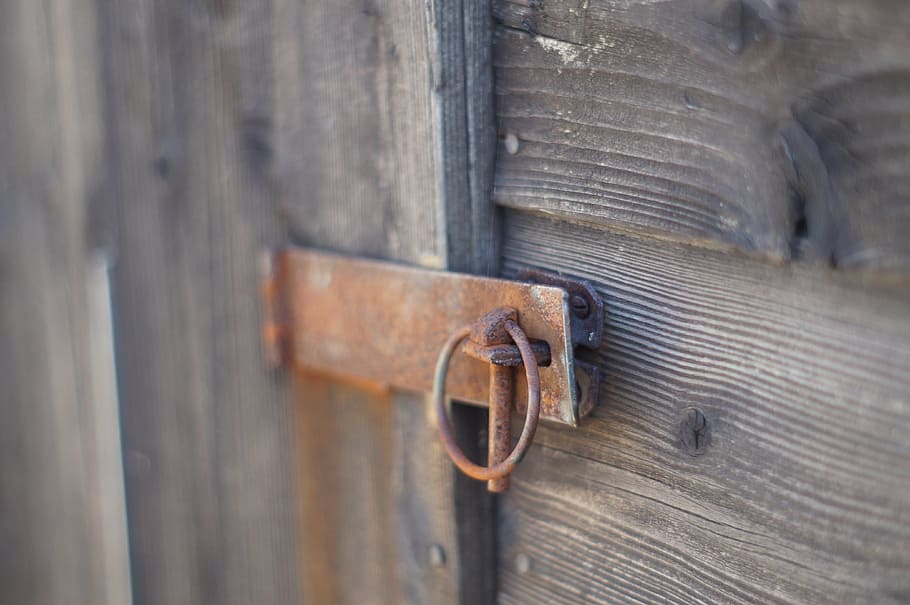 shed, lock, clasp, wood, shallow depth, building, garden shed, HD wallpaper